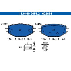 Brake Pad Set ATE 13.0460-2656.2 OE Ref 440602361R