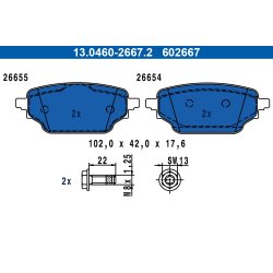 Brake Pad Set ATE 13.0460-2667.2 OE Ref 440600498R