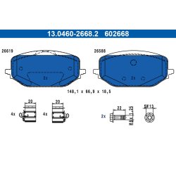 Brake Pad Set ATE 13.0460-2668.2 OE Ref 1647880280