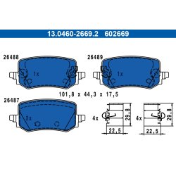 Brake Pad Set ATE 13.0460-2669.2 OE Ref 58302N7A60