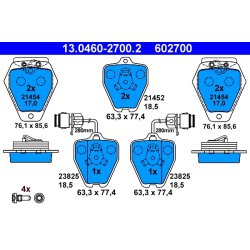 Jeu de plaquettes de frein ATE 13.0460-2700.2 pour AUDI A8 OE 4D0698151C