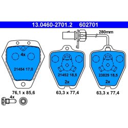 Jeu de plaquettes de frein ATE 13.0460-2701.2 pour AUDI A6 OE 4B0698151C