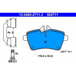 Brake Pad Set ATE 13.0460-2711.2 OE Ref 1694200320