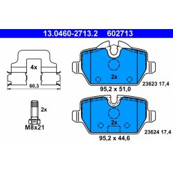 Brake Pad Set ATE 13.0460-2713.2 OE Ref 34216767146