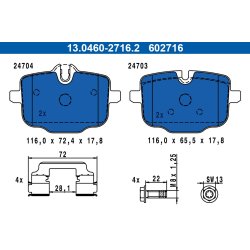 Brake Pad Set ATE 13.0460-2716.2 OE Ref 34216775346