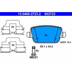 Jeu de plaquettes de frein ATE 13.0460-2723.2 pour FORD OE 1477803