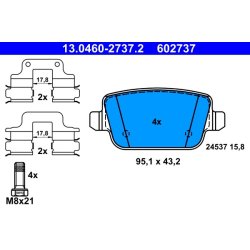 Brake Pad Set ATE 13.0460-2737.2 OE Ref 30742490