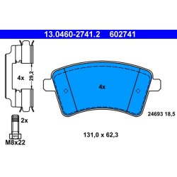Brake Pad Set ATE 13.0460-2741.2 OE Ref 410603750R