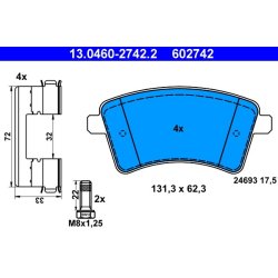 Brake Pad Set ATE 13.0460-2742.2 OE Ref 4154300022