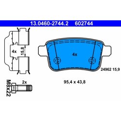 Brake Pad Set ATE 13.0460-2744.2 OE Ref A4154210410