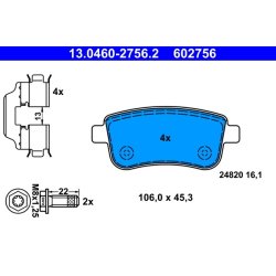 Brake Pad Set ATE 13.0460-2756.2 OE Ref 440604694R