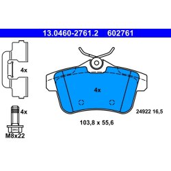 Brake Pad Set ATE 13.0460-2761.2 OE Ref 1608681680