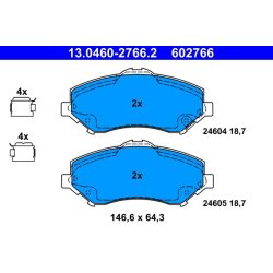Brake Pad Set ATE 13.0460-2766.2 OE Ref 68029263AA
