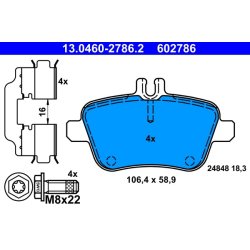 Brake Pad Set ATE 13.0460-2786.2 OE Ref 0064208020