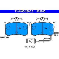 Brake Pad Set ATE 13.0460-2800.2 OE Ref GBP90300