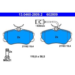 Brake Pad Set ATE 13.0460-2809.2 OE Ref 9944814