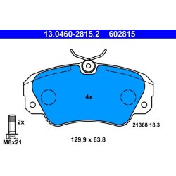 Jeu de plaquettes de frein ATE 13.0460-2815.2 pour VAUXHALL OE 1605932