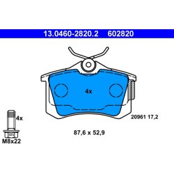 Brake Pad Set ATE 13.0460-2820.2 OE Ref 425467