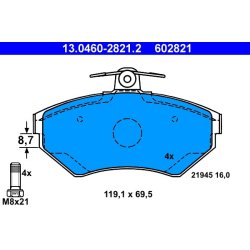 Brake Pad Set ATE 13.0460-2821.2 OE Ref 1HM698151