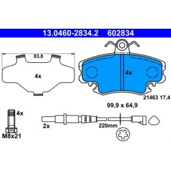 Brake Pad Set ATE 13.0460-2834.2 OE Ref 7701202848