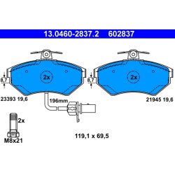 Brake Pad Set ATE 13.0460-2837.2 OE Ref 8E0698151M