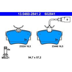 Jeu de plaquettes de frein ATE 13.0460-2841.2