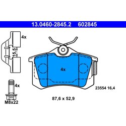 Brake Pad Set ATE 13.0460-2845.2 OE Ref 7701208421