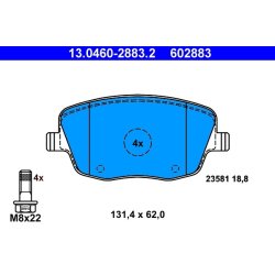 Brake Pad Set ATE 13.0460-2883.2 OE Ref 6Q0698151A