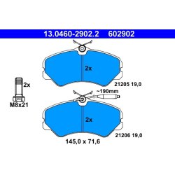 Jeu de plaquettes de frein ATE 13.0460-2902.2 pour CITROËN, FIAT, PEUGEOT