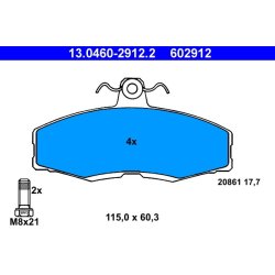 Brake Pad Set ATE 13.0460-2912.2 OE Ref 5023996