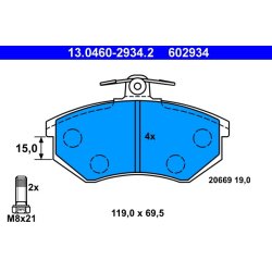 Brake Pad Set ATE 13.0460-2934.2 OE Ref 8A0698151C