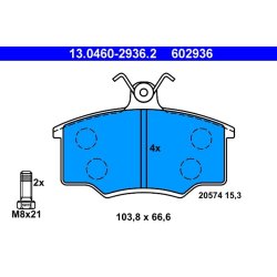 Plaquettes de frein ATE 13.0460-2936.2 pour AUDI 80, COUPÉ OE 855698151B