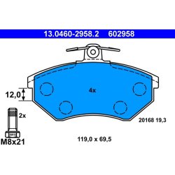 Brake Pad Set ATE 13.0460-2958.2 OE Ref 357698151