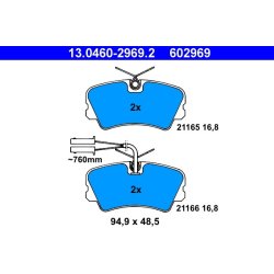 Brake Pad Set ATE 13.0460-2969.2 OE Ref 60777264