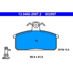 Jeu de plaquettes de frein ATE 13.0460-2997.2 pour SEAT, SUZUKI