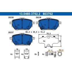 Brake Pad Set ATE 13.0460-3702.2 OE Ref 044660D060