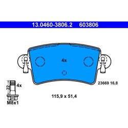 Brake Pad Set ATE 13.0460-3806.2 OE Ref 4403467
