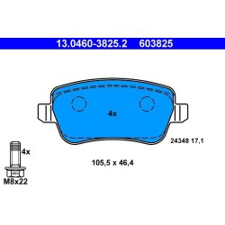 Jeu de plaquettes de frein ATE 13.0460-3825.2 pour FIAT CROMA OE 77363607