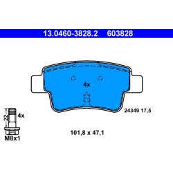 Jeu de plaquettes de frein ATE 13.0460-3828.2 pour ABARTH, FIAT GRANDE OE 77363959