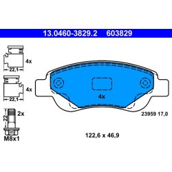 Brake Pad Set ATE 13.0460-3829.2 OE Ref 425474