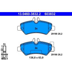 Brake Pad Set ATE 13.0460-3832.2 OE Ref JZW698451N
