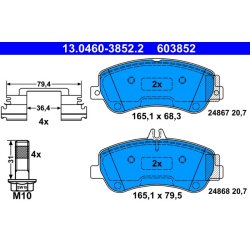 Brake Pad Set ATE 13.0460-3852.2 OE Ref 0054209220