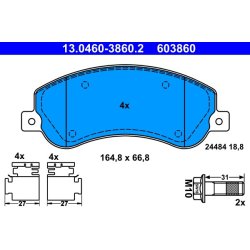 Brake Pad Set ATE 13.0460-3860.2 OE Ref 2H0698151A