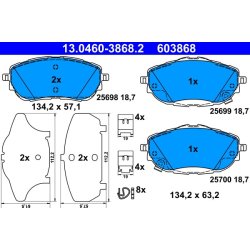Brake Pad Set ATE 13.0460-3868.2 OE Ref 0446502391