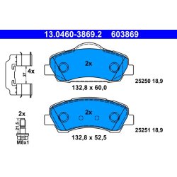 Brake Pad Set ATE 13.0460-3869.2 OE Ref 1610699280
