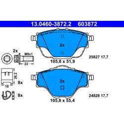 Brake Pad Set ATE 13.0460-3872.2 OE Ref 1647860380