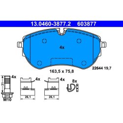 Brake Pad Set ATE 13.0460-3877.2 OE Ref 2H6698151A