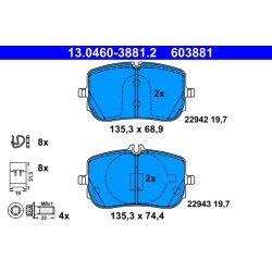 Brake Pad Set ATE 13.0460-3881.2 OE Ref 0004207100