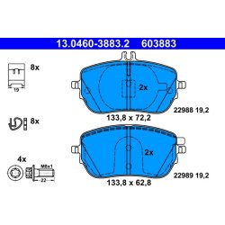 Brake Pad Set ATE 13.0460-3883.2 OE Ref A0004205103