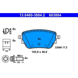 Brake Pad Set ATE 13.0460-3884.2 OE Ref A0004207500